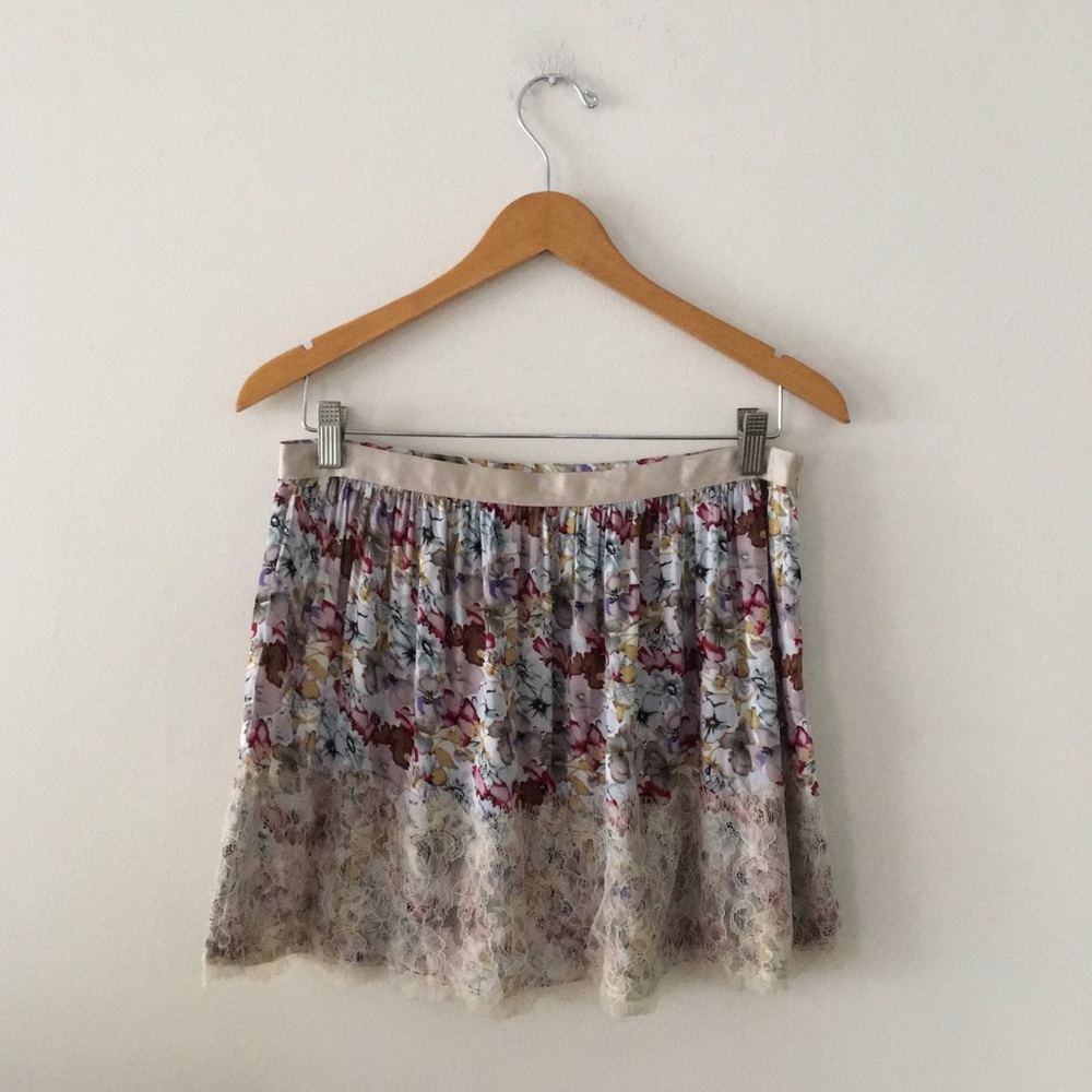 Solemio Floral Print Lace Trim Skirt - Picture 2 of 6